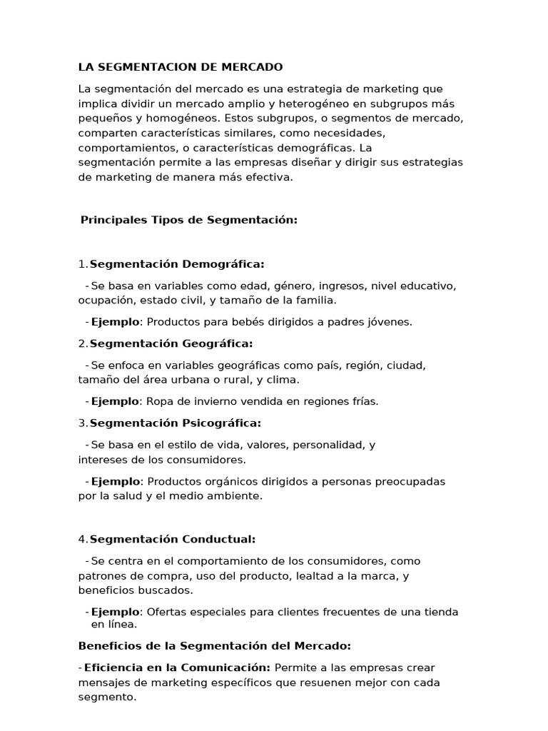 Segmentación de Mercado | PDF | Segmentación de mercado | Marketing