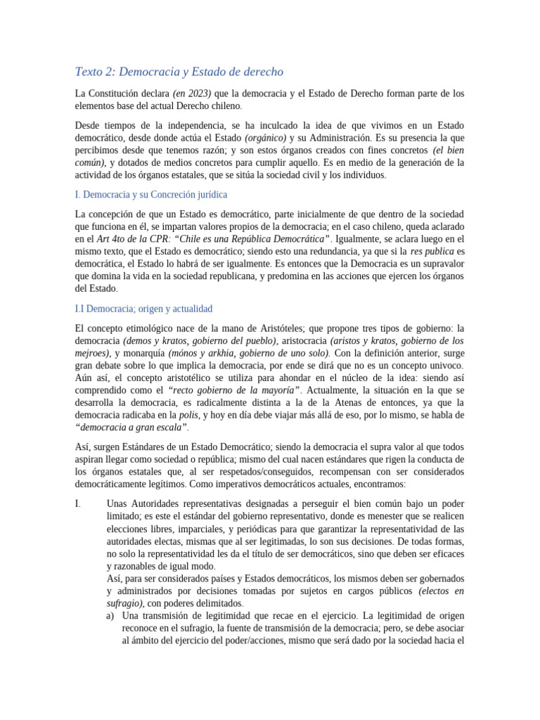Democracia y Estado de Derecho en Chile | PDF | Democracia | Ideologías ...