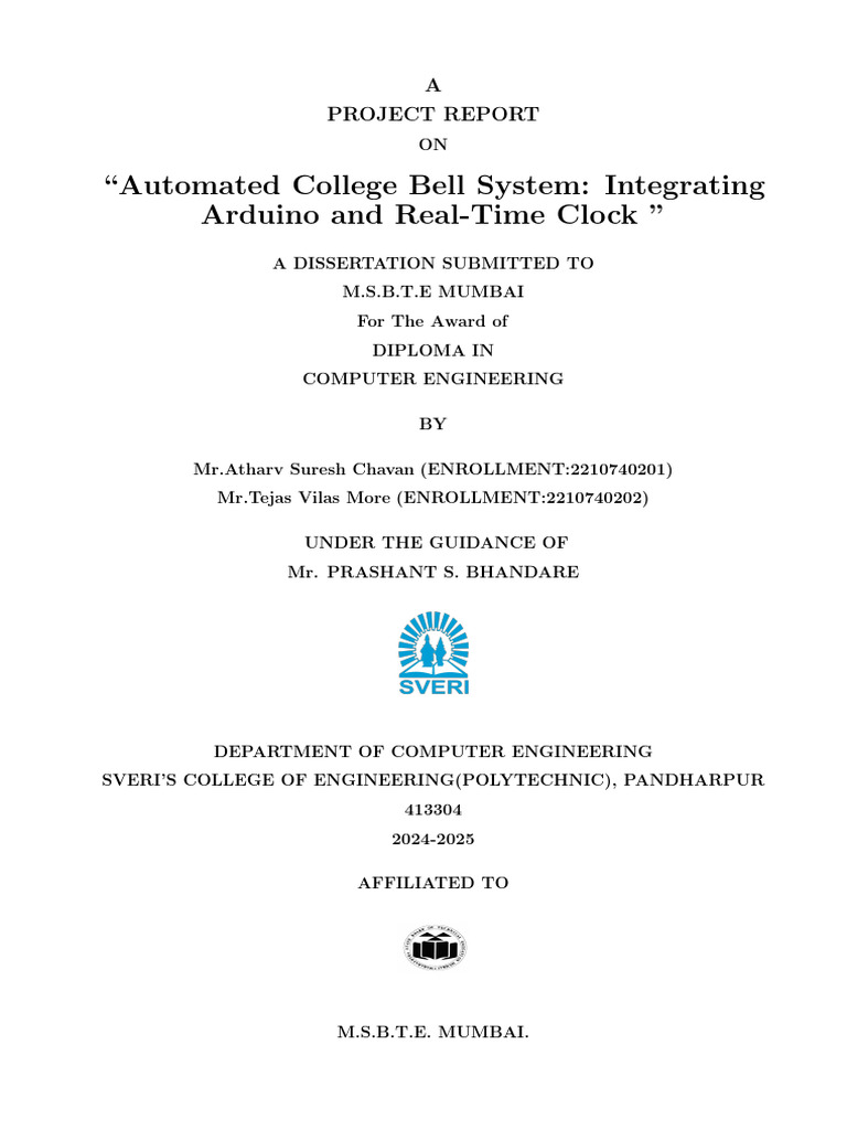 Automated College Bell System Project | PDF | Arduino | Automation