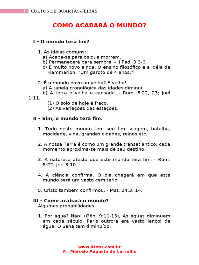 Sm9503-18-Como Acabará o Mundo | PDF