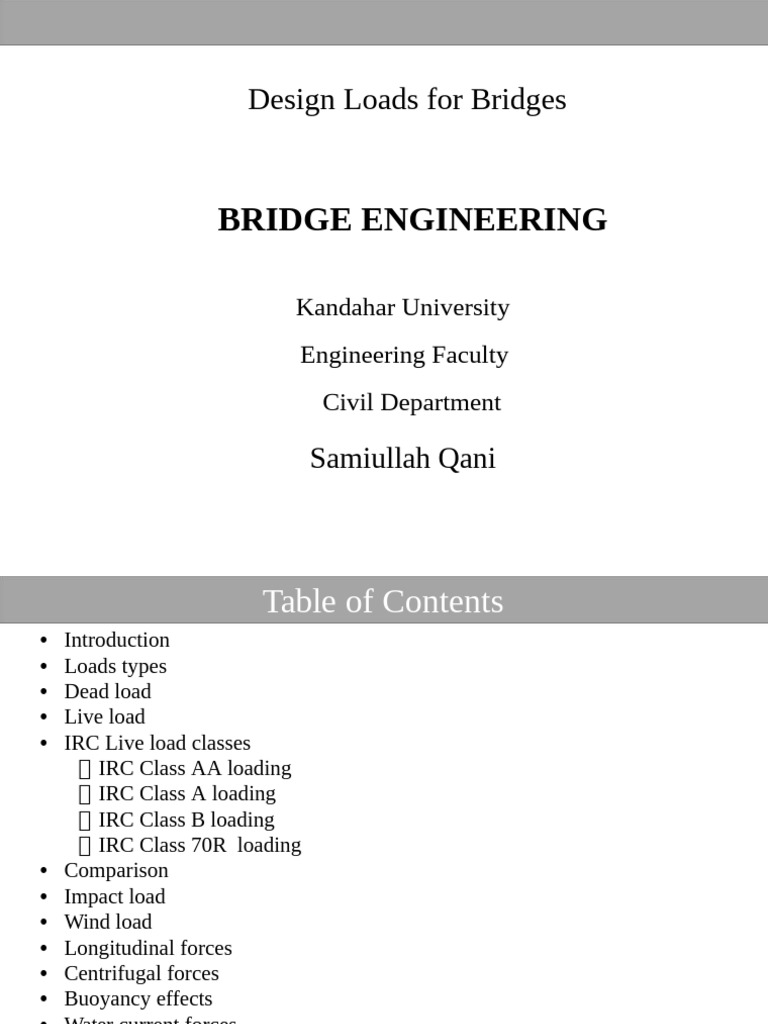 Bridge Design Load Types Explained | PDF | Deformation (Engineering ...