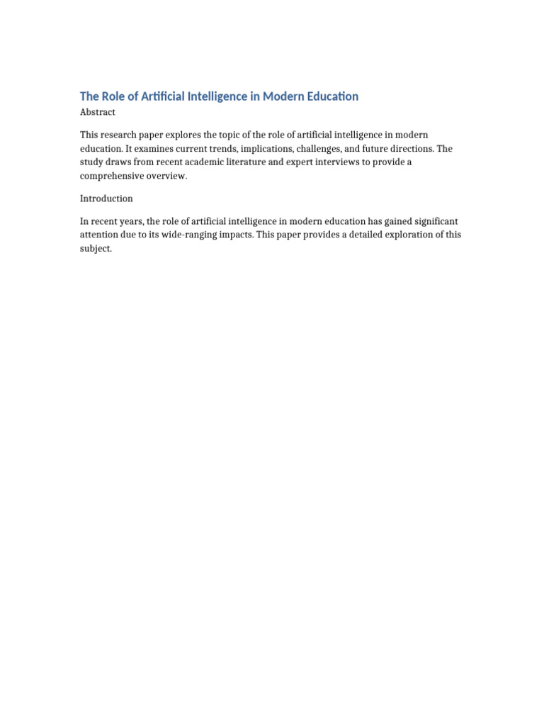 The Role of Artificial Intelligence in Modern Education | PDF