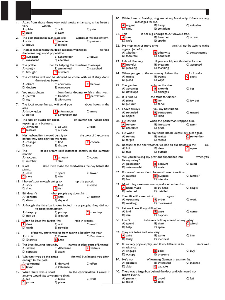 Advanced English Vocabulary Test 1 | PDF