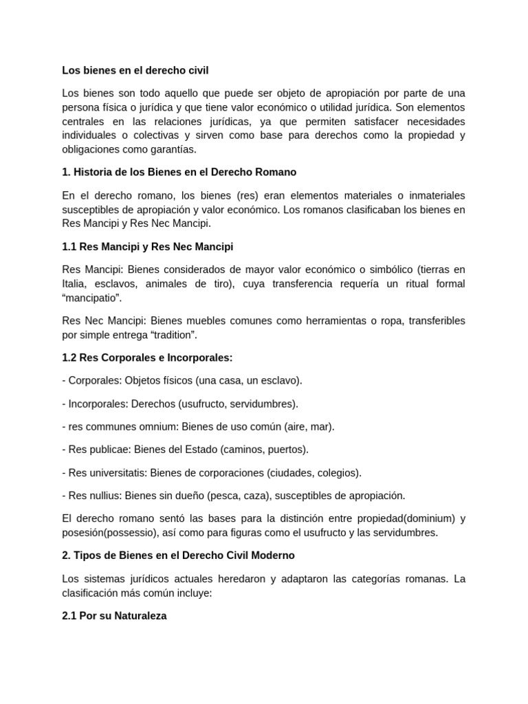 Tipos y Régimen de Bienes en Derecho Civil | PDF | Propiedad | Bienes (Ley)