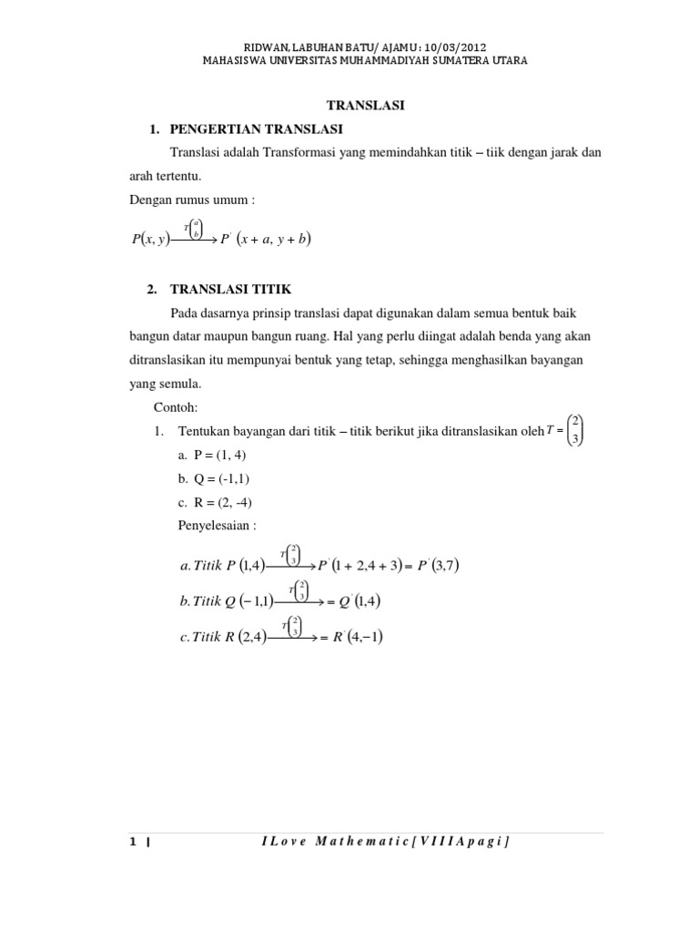 Translasi Matematika
