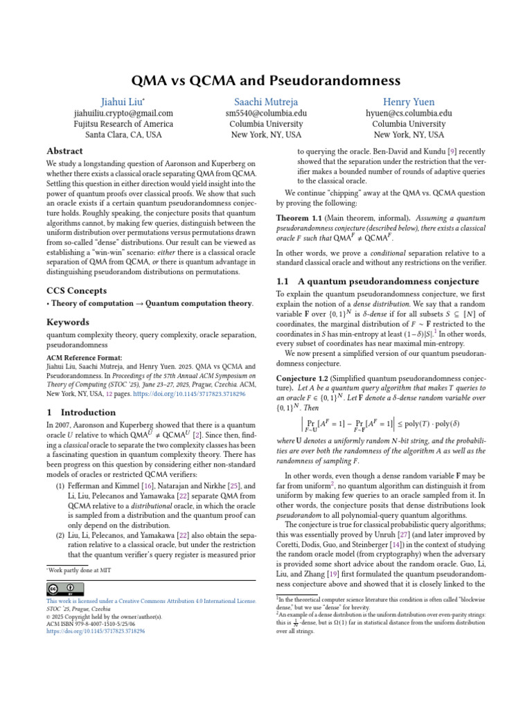 QMA Vs QCMA | PDF | Mathematics | Applied Mathematics
