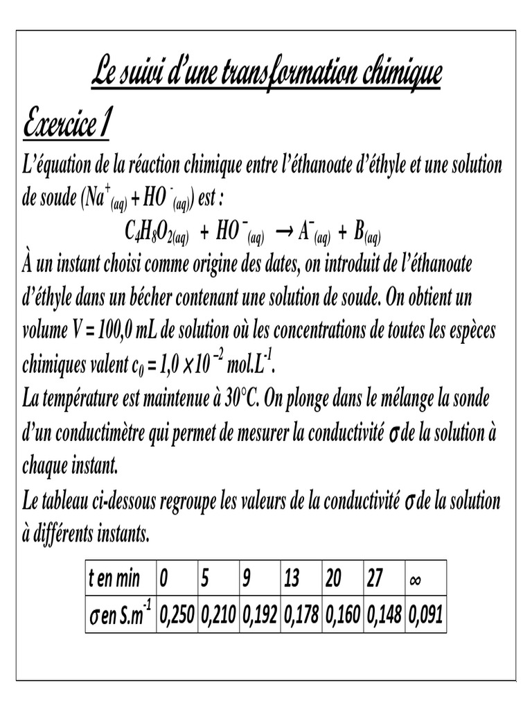 Suivi de la transformation chimique en solution | PDF
