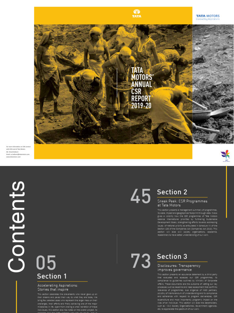 Tata Motors CSR Report 2019-20 | PDF | Corporate Social Responsibility ...
