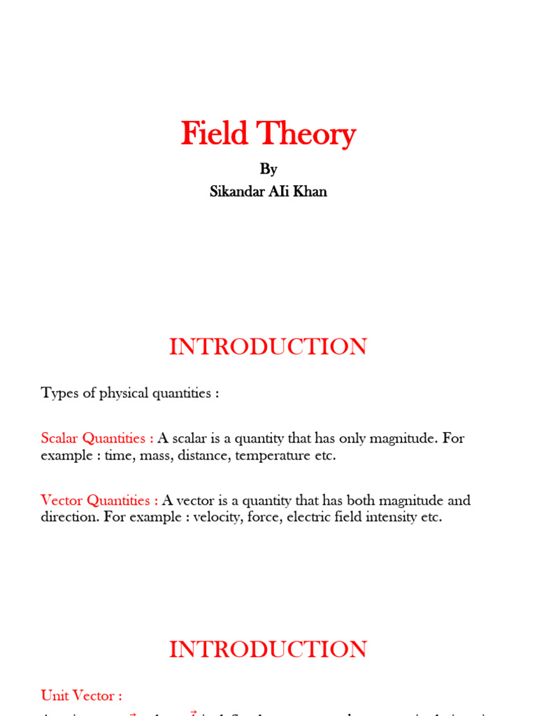 Understanding Field Theory Concepts | PDF | Euclidean Vector ...
