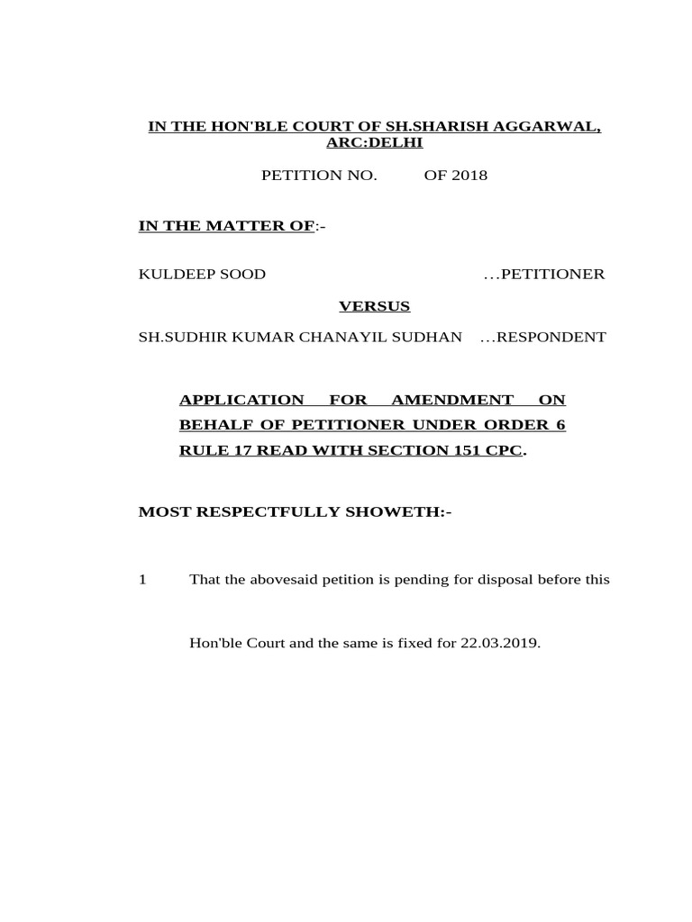 Amendment Application by Kuldeep Sood | PDF | Affidavit | Justice