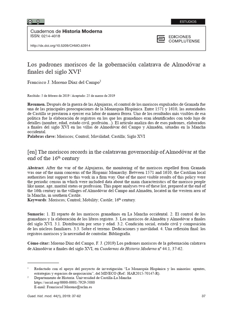 Padrones moriscos en Almodóvar, 16º siglo | PDF | Granada | Madrid