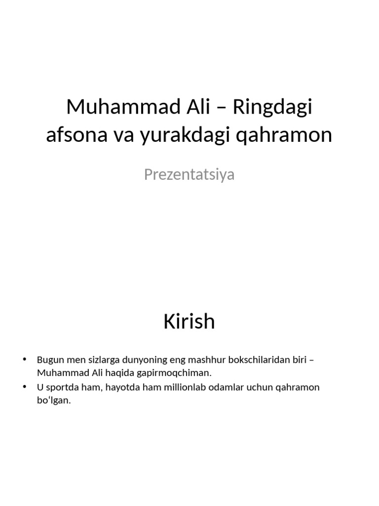 Muhammad Ali Prezentatsiya-3 | PDF