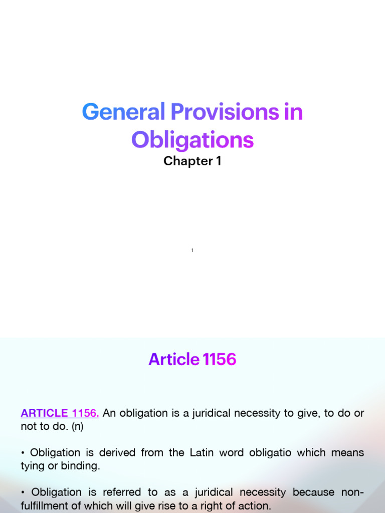General Provisions Obligation Chapter 1 | PDF | Law Of Obligations ...
