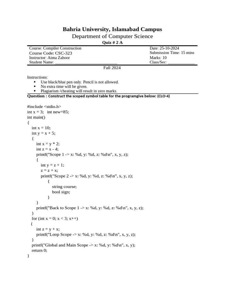 CC Quiz 2 28012025 013408pm | PDF | Programming Paradigms | Computer ...