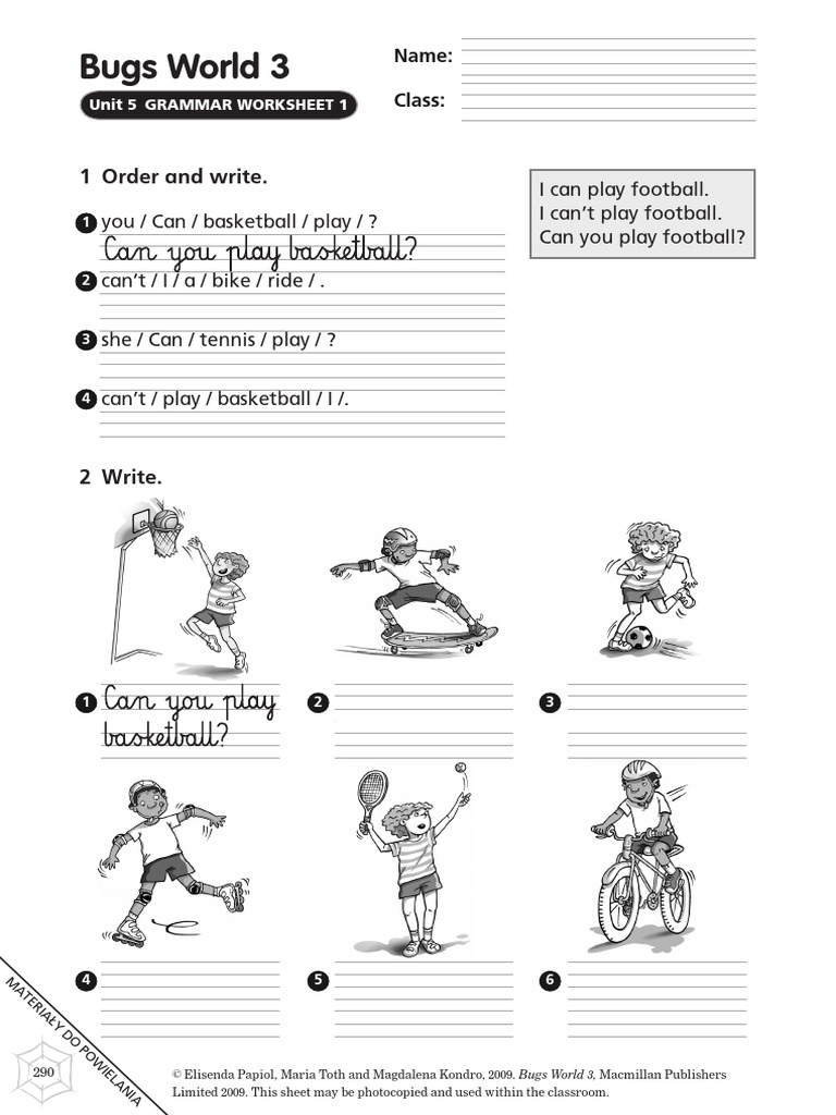 Bugs World 3 Unit 5 Grammar Worksheet | PDF