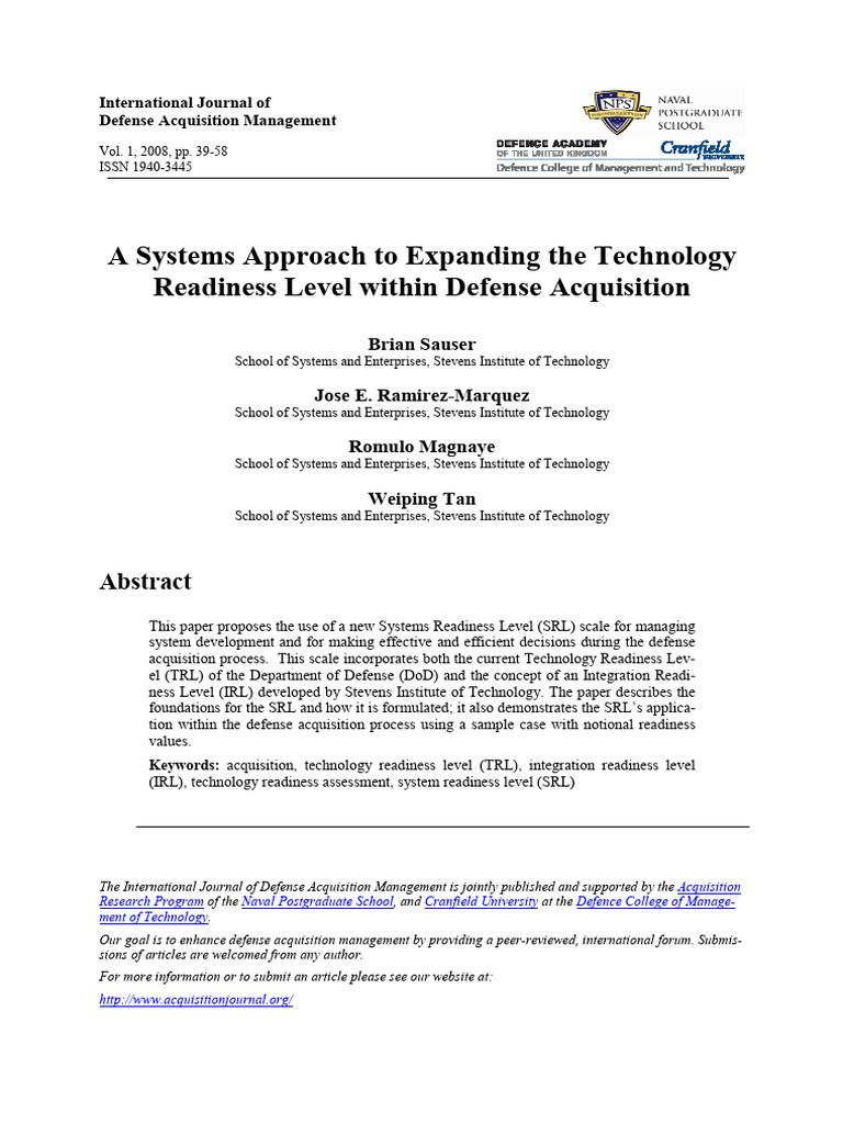 Expanding Technology Readiness in Defense | PDF | Matrix (Mathematics)