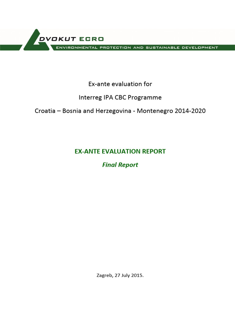 Ex-Ante Evaluation Report: Interreg IPA CBC | PDF | Tourism | Evaluation