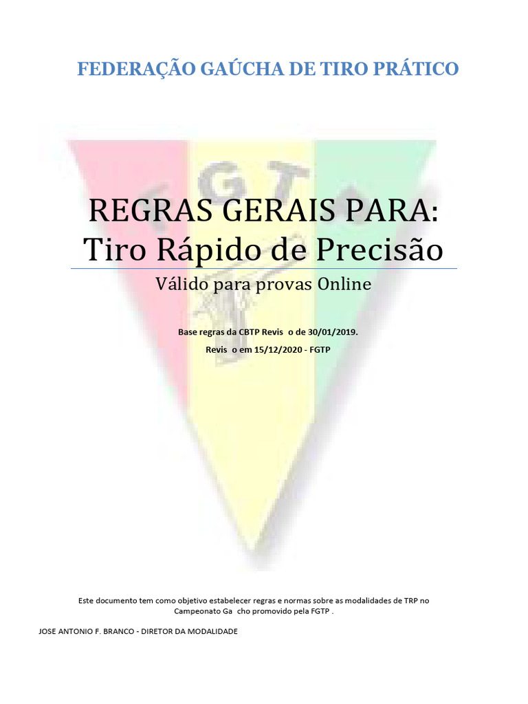 Regras do Tiro Rápido de Precisão FGTP | PDF | Revólver | Cartucho ...
