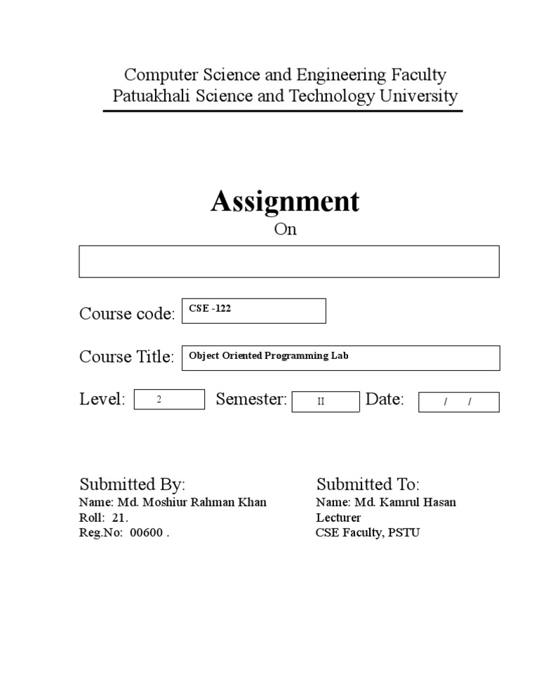 Assignment Cover Page