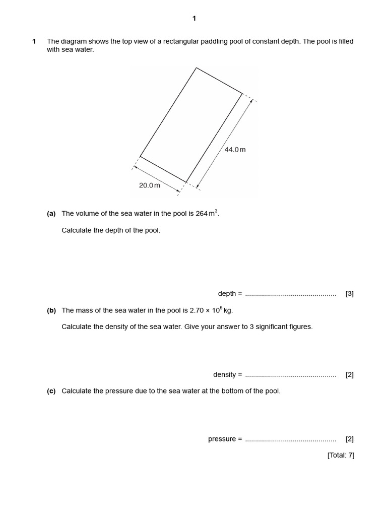 Paddling Pool Physics Calculations | PDF | Heat | Pressure
