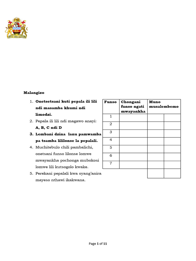 Chichewa Mock Exam Paper II 2025 | PDF | Office Equipment | Mechanical ...