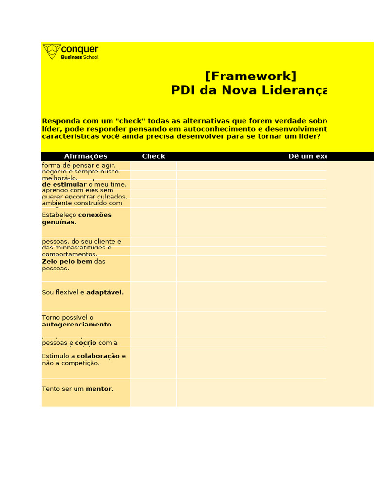 Framework - PDI Da Nova Liderança | PDF