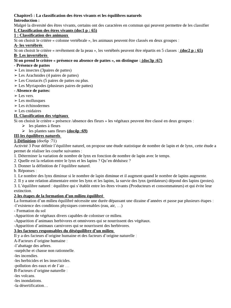 Classification des êtres vivants et équilibres | PDF | Prédation | Biologie