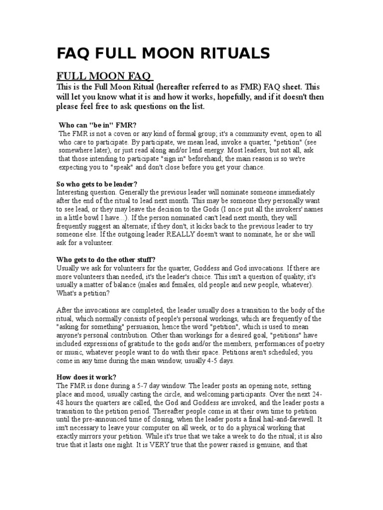 Full Moon Rituals PDF Altar Soil