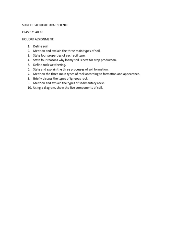 Year 10 Soil and Rock Assignment | PDF