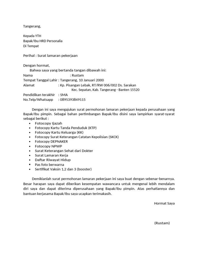 CV Lamaran Rustam | PDF