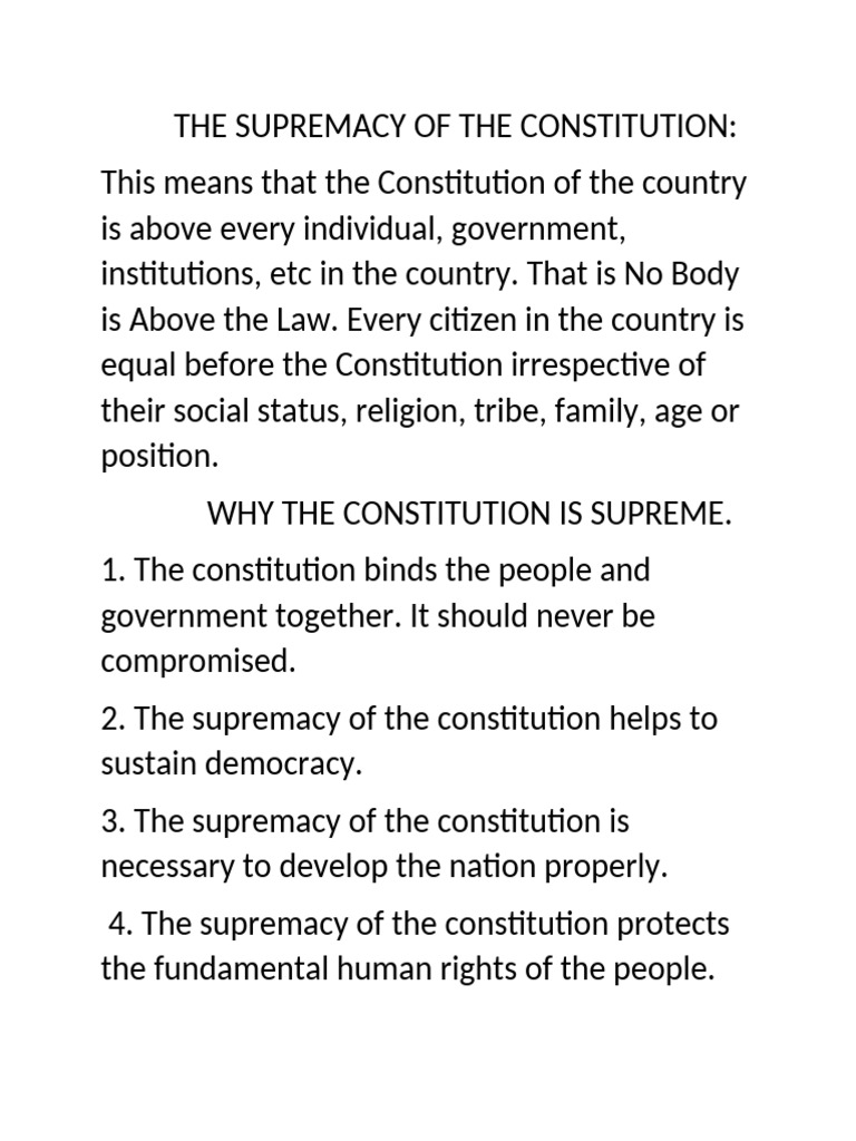 Supremacy of The Constitution | PDF