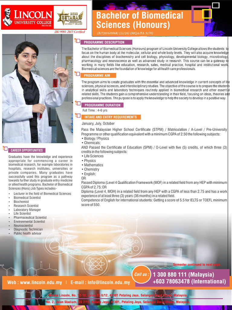 Bachelor of Biomedicine Career Guide | PDF