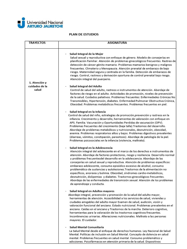 Plan de Estudios en Salud Integral y APS | PDF | Epidemiología ...