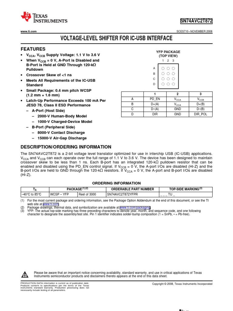 Voltage-Level Shifter For Ic-Usb Interface: Features | PDF