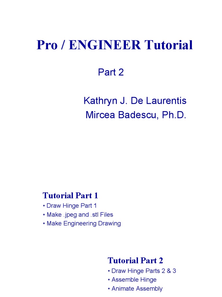 Pro/ENGINEER Hinge Assembly Tutorial | PDF | Teaching Methods & Materials