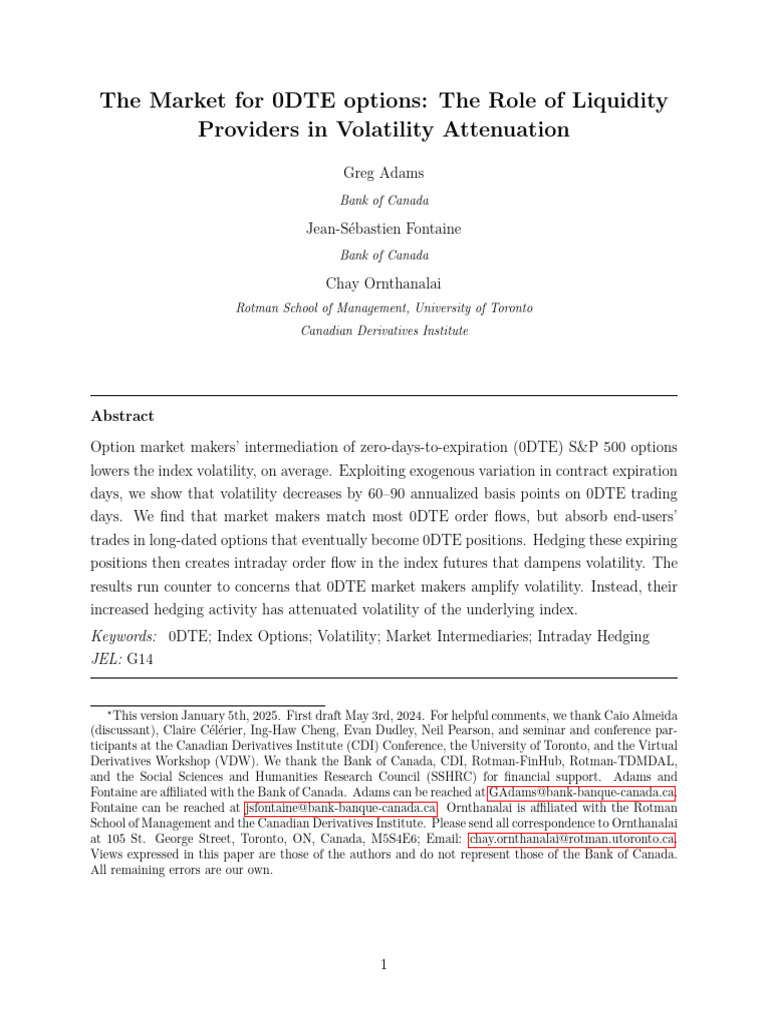 0DTE Options and Index Volatility Dynamics | PDF | Greeks (Finance ...