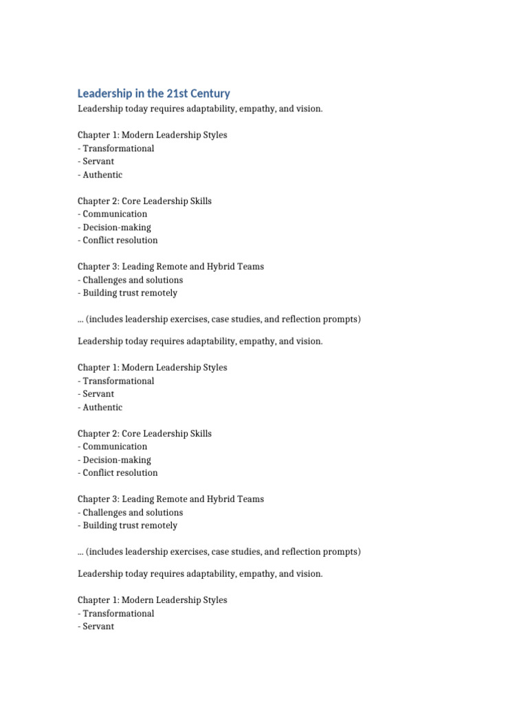 21st Century Leadership Strategies | PDF | Leadership | Control (Social ...