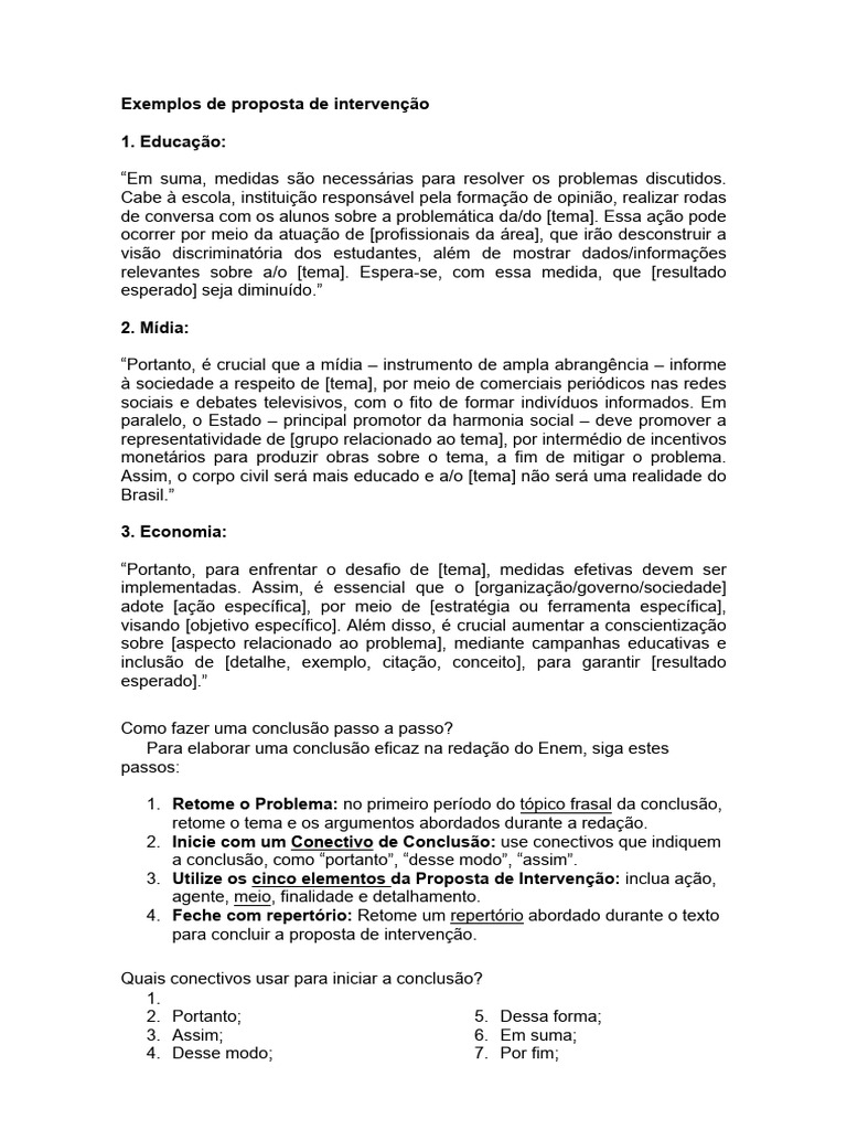 Propostas de Intervenção e Conclusão Eficaz | PDF | Sociedade ...