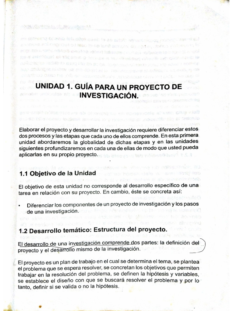 Unidad 1 Guia para Un Proyecto de Investigacion | PDF
