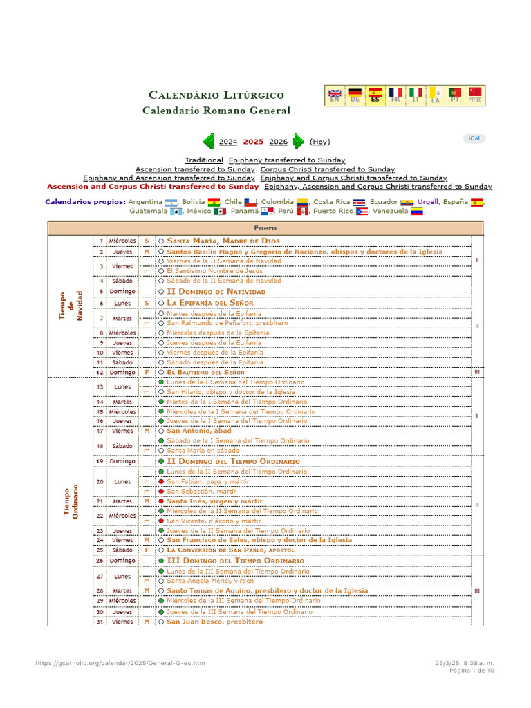 Calendario Litúrgico 2024-2026 | PDF | Pascua de Resurrección | Adviento