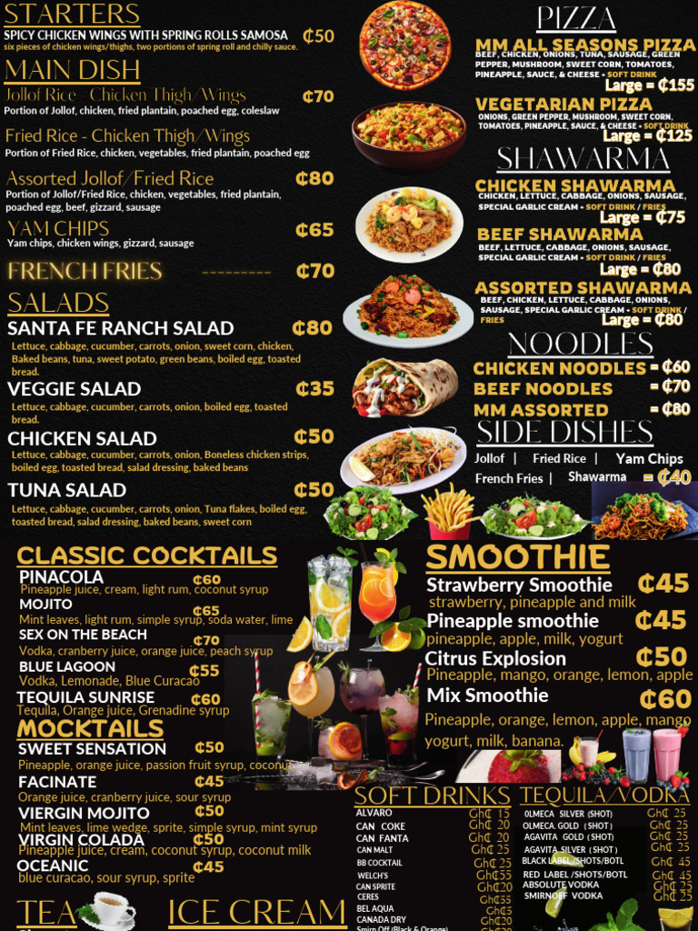 Menu for MM Fast Food Restaurant | PDF | Salad | Sausage