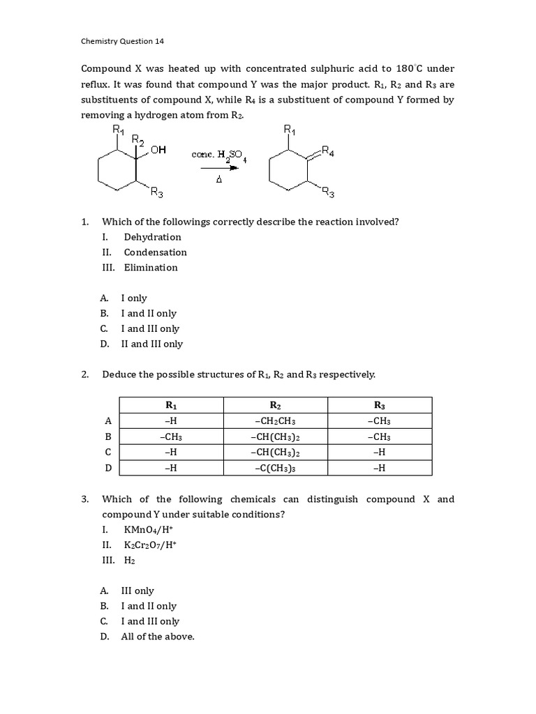 Chemistry Reaction Analysis: Compound X to Y | PDF