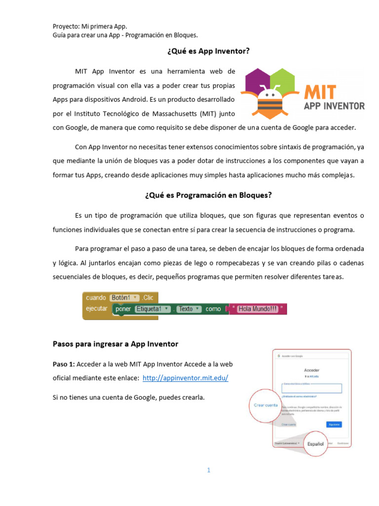 Guía para Crear Una App - Programación en Bloques. | PDF | Aplicación ...