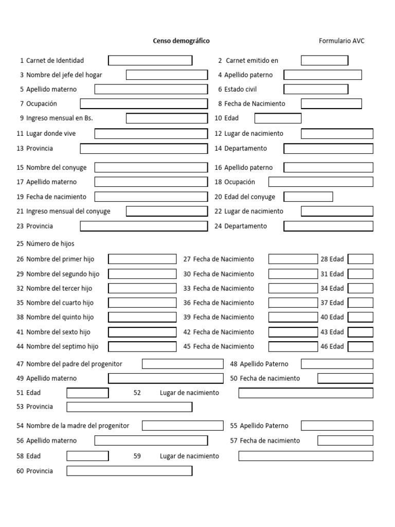 Formulario de Censo Demográfico Detallado | PDF