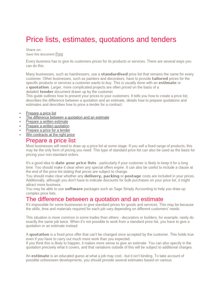 Quotation and Estimate | PDF | Prices | Pricing