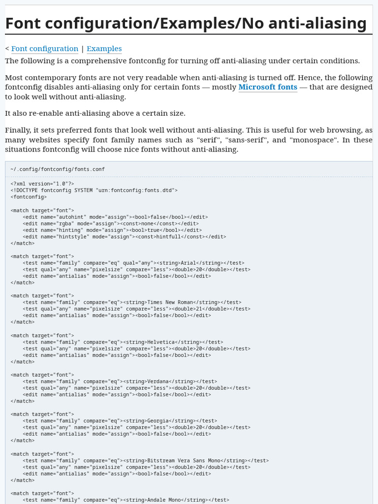 Font configuration_Examples_No anti-aliasing - ArchWiki | PDF | Sans ...