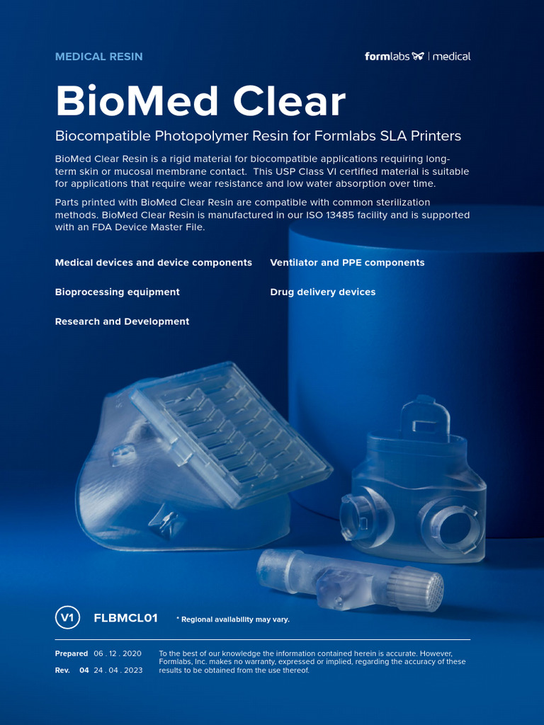 BioMed Clear Resin for Medical Applications | PDF | Sterilization ...