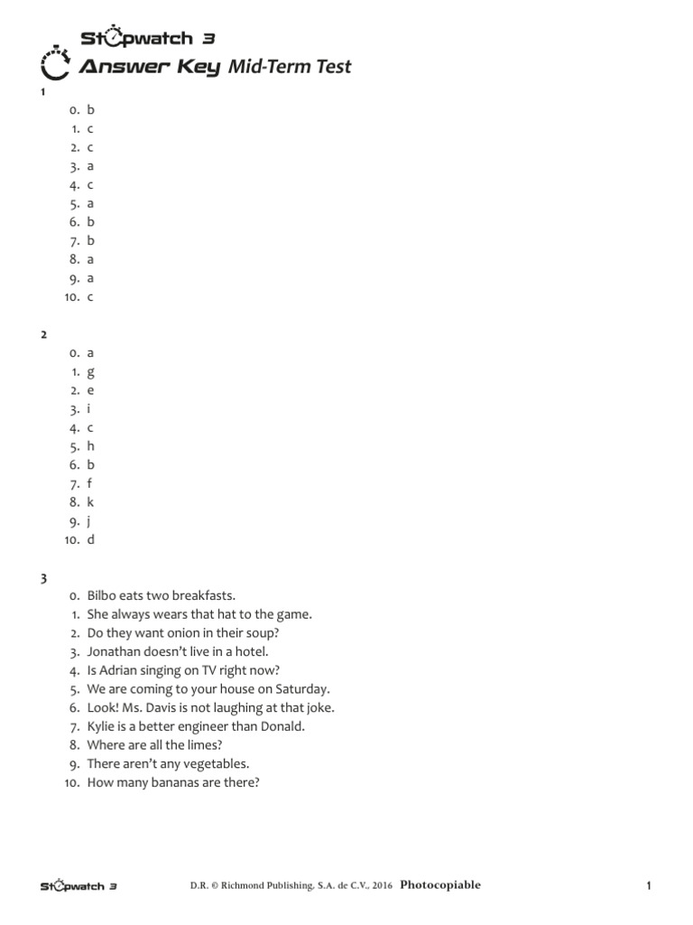 Mid-Term Test Answer Key Guide | PDF | Learning | Linguistics