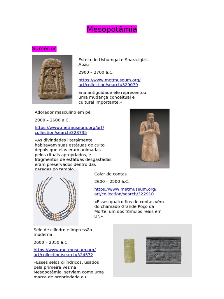 Arte e Cultura da Mesopotâmia Antiga | PDF | Mesopotâmia