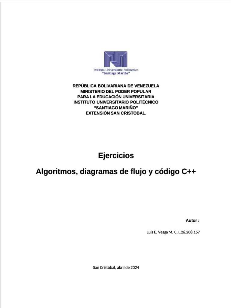 Ejercicios de Algoritmos en C++ | PDF | C ++ | Paradigmas de programación